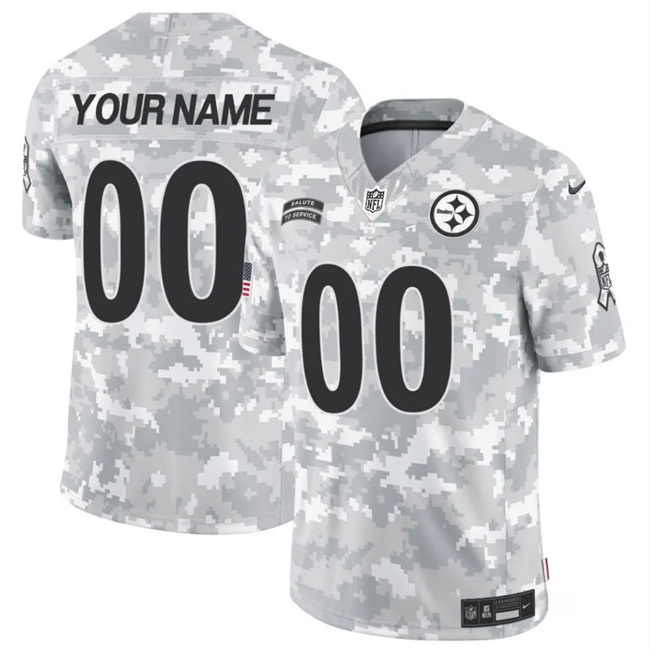 Men's Pittsburgh Steelers Active Player Custom 2024 F.U.S.E Arctic Camo Salute to Service Limited Stitched Football Jersey